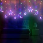 Solar Star Moon String Lights, 11.5 FT 138 LEDs Window Lights with 8 Lighting Modes and Remote Control, Indoor Outdoor Night Light for Christmas, Halloween Decoration