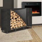 Firewood Rack with Cover - Heavy Duty Outdoor Log Holder & Storage Stand, Black