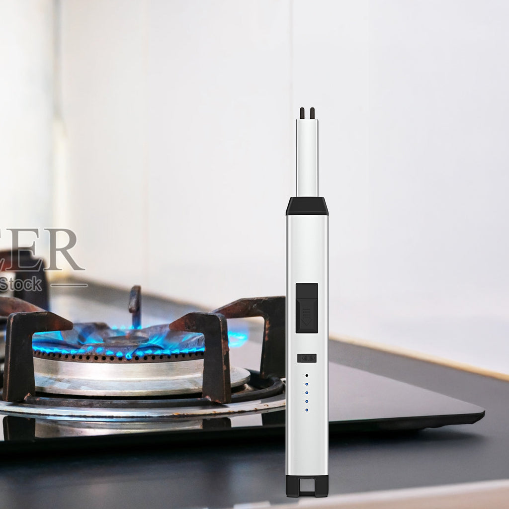Rechargeable Electric Candle Lighter - USB Flameless Plasma Arc Lighter with Safety Lock & Battery Indicator