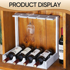 Wine glass holder, off-white tinge, table top, free-standing floor stand, countertop wooden wine glass holder, holds 4 glasses of wine and 4 glasses, small display stand