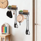 Decorative Wall Mail & Key Rack - 2 Pack Metal Basket Organizer with 5 Hooks for Entryway