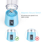Portable Juicer, Small Juicer Charged Via USB, Blue Juicer, Used for Making Smoothies and Shakes, Juice Capacity 380 Milliliters, Six Blades, Electric USB Juicing Mixer