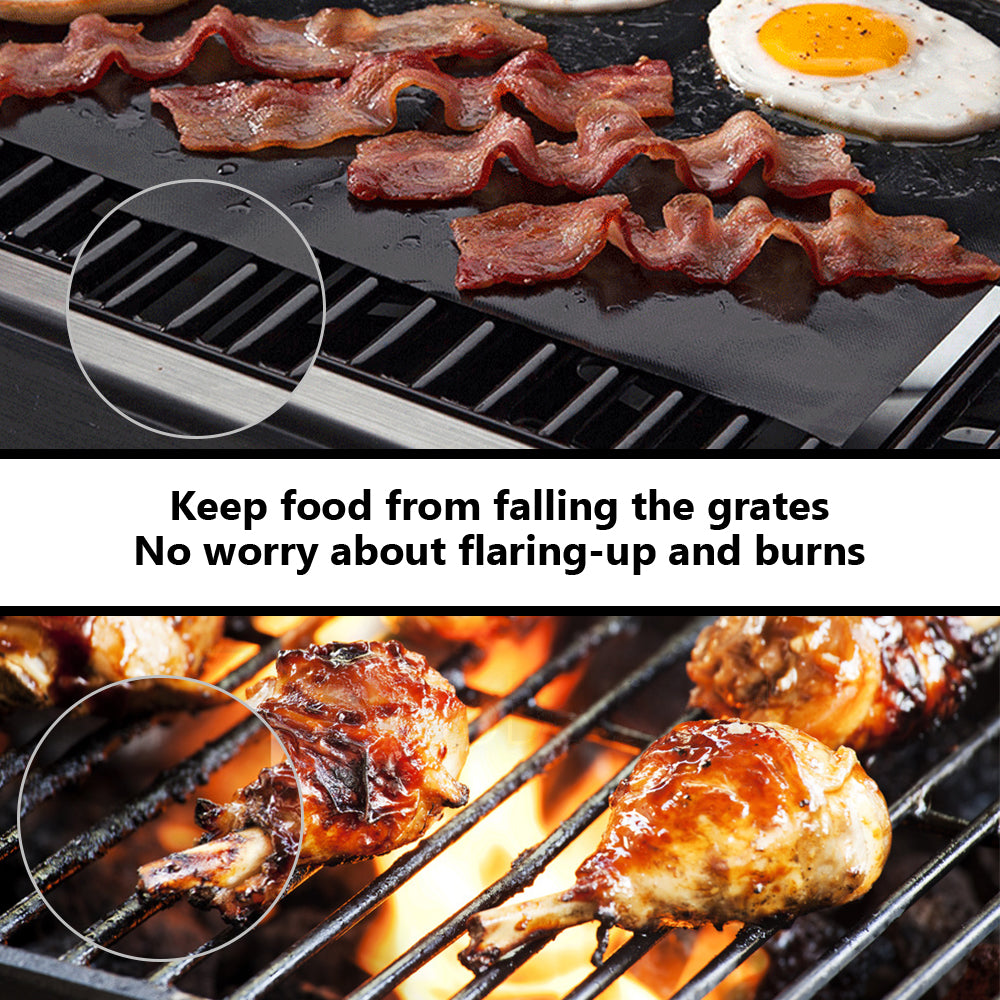 Grill Mats Baking Cooking Sheet Liner Reusable Barbecue Grilling Accessories Non-Stick Heavy Duty Suitable for Gas Charcoal Electric Grill 5 Pack