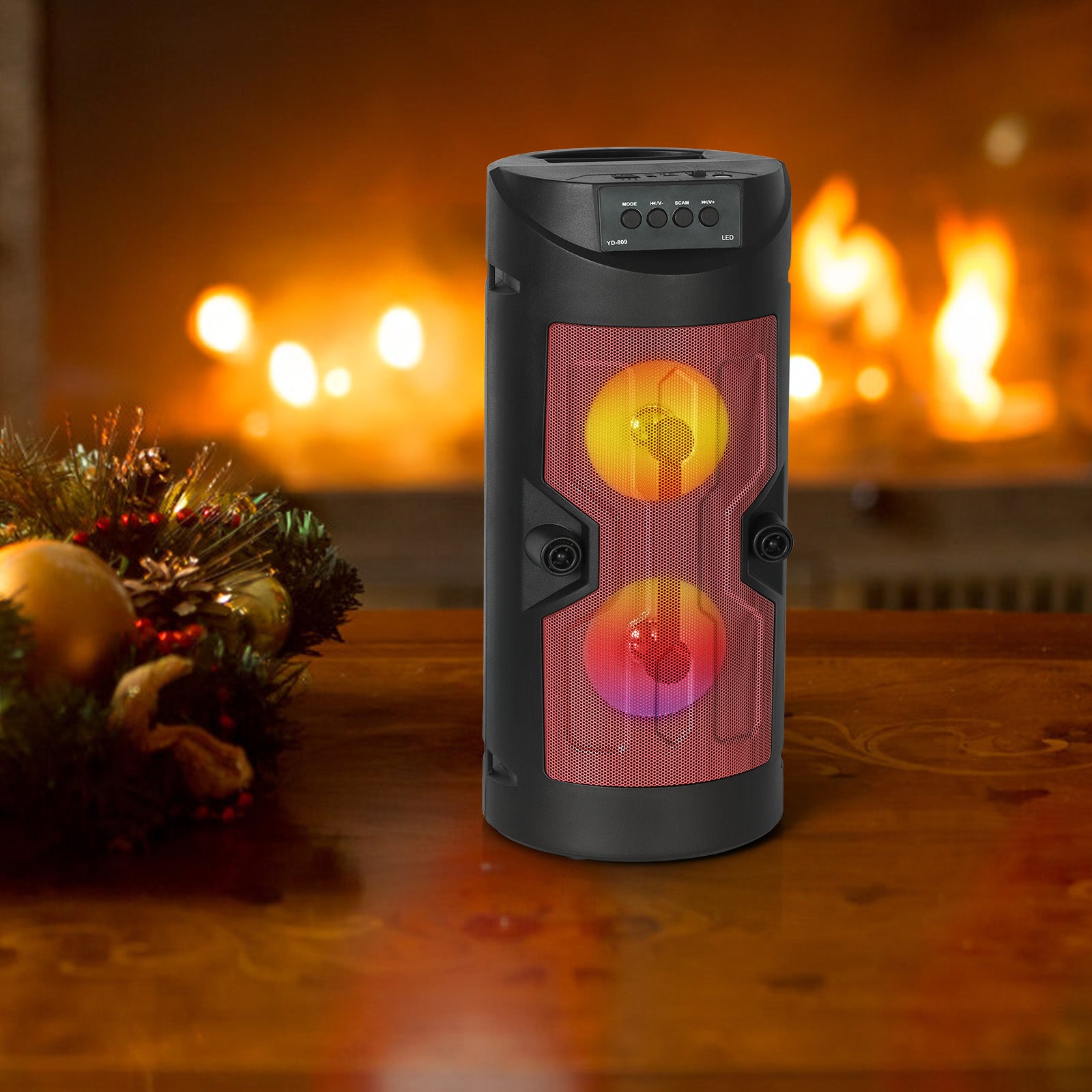 Wireless Bluetooth Karaoke Speaker - Red Dual-Speaker System with Microphone