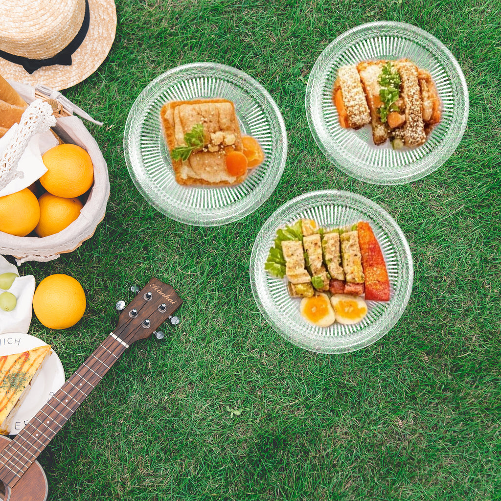 50-Piece White Round Disposable Lunch Plates - Microwave Safe Plastic Serving Trays - Heavy Duty Party Supplies for Events