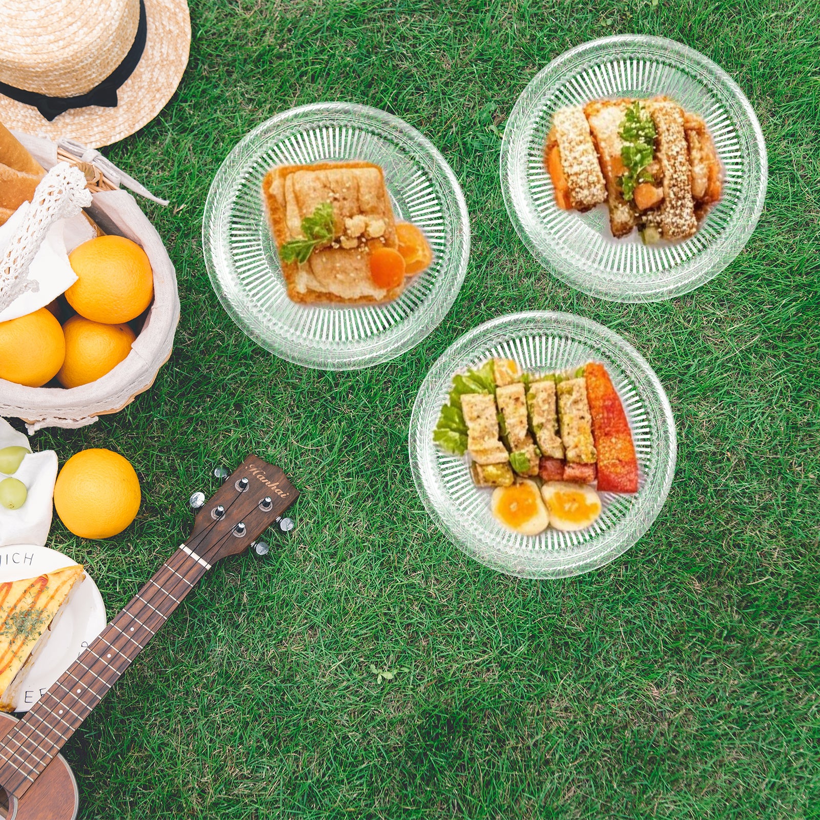 50-Piece White Round Disposable Lunch Plates - Microwave Safe Plastic Serving Trays - Heavy Duty Party Supplies for Events