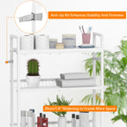 3-Tier Over the Toilet Storage Rack, Freestanding Space-Saving Bathroom Organizer, White Metal Shelf