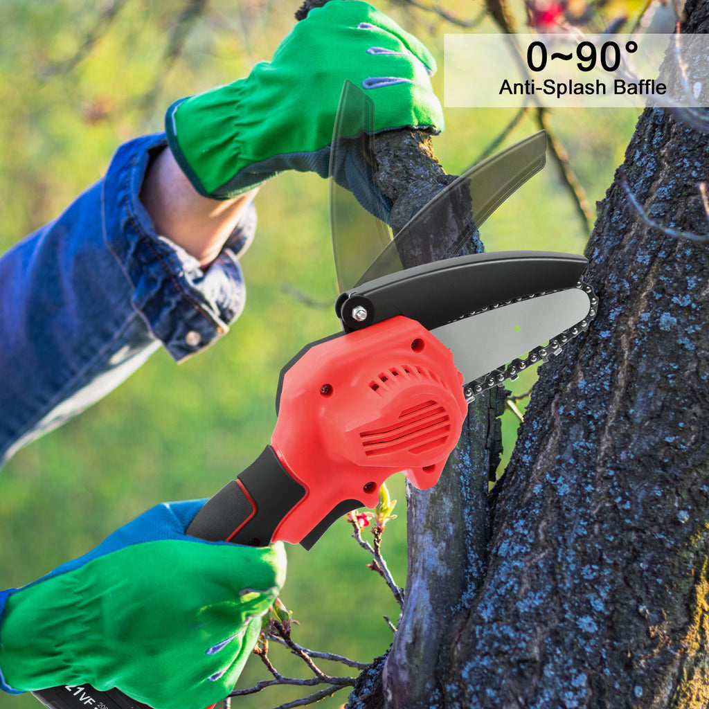 Mini Cordless Chainsaw 4-Inch Handheld - 21V Battery Operated Electric Saw for Tree Pruning & Wood Cutting