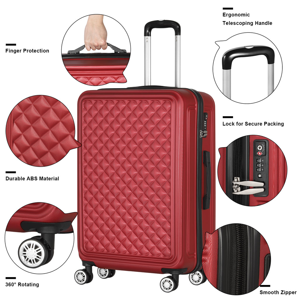 Luggage 3 Piece Set Suitcase Spinner Hardshell Lightweight TSA Lock 20/24/28 inch