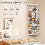 Corner Stuffed Animal Storage Zoo - Elastic Rope Plush Toy Organizer - Space-Saving Wall Mount for Kids Room,