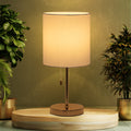 Black metal base table lamp with fabric shade, nightstand bedside lamp, fabric shade ambient light for living room, bedroom, office.