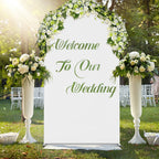 7.2ft Metal Arch Stand with White Cover Set, Stretchable Backdrop Frame for Wedding Ceremony