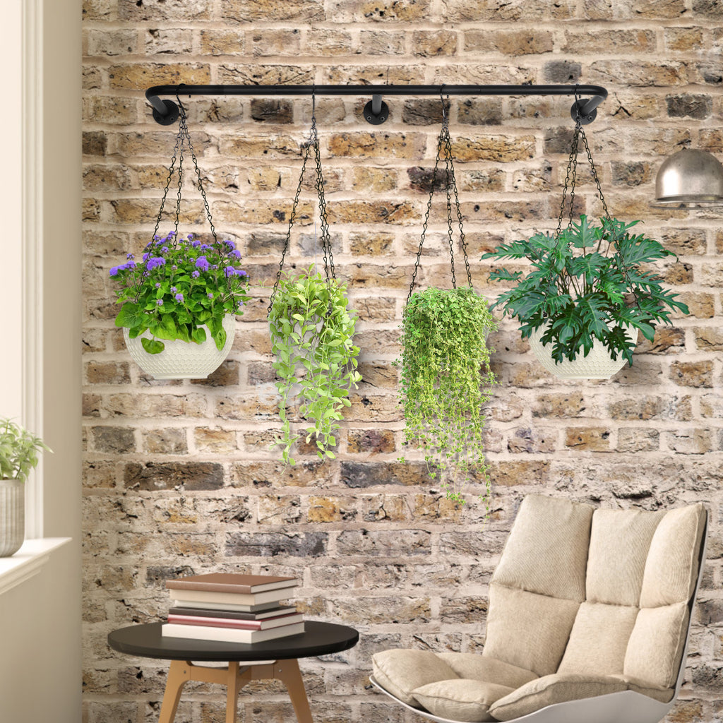 4-Piece Wall-Mounted Hanging Plant Rack with Chains