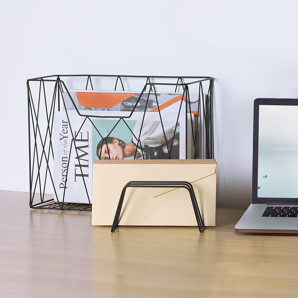 5-Piece Wire Mesh Desk Organizer Set - Office Accessories with File Tray, Pen Holder, and Note Pad Stand