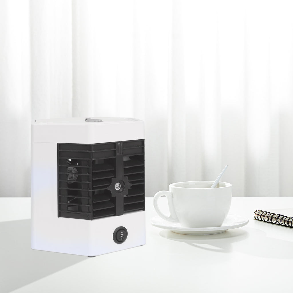 Portable Mini Air Conditioner Fan, Personal USB Evaporative Air Cooler with Ice Box and 2 Speeds for Office and Dorm,
