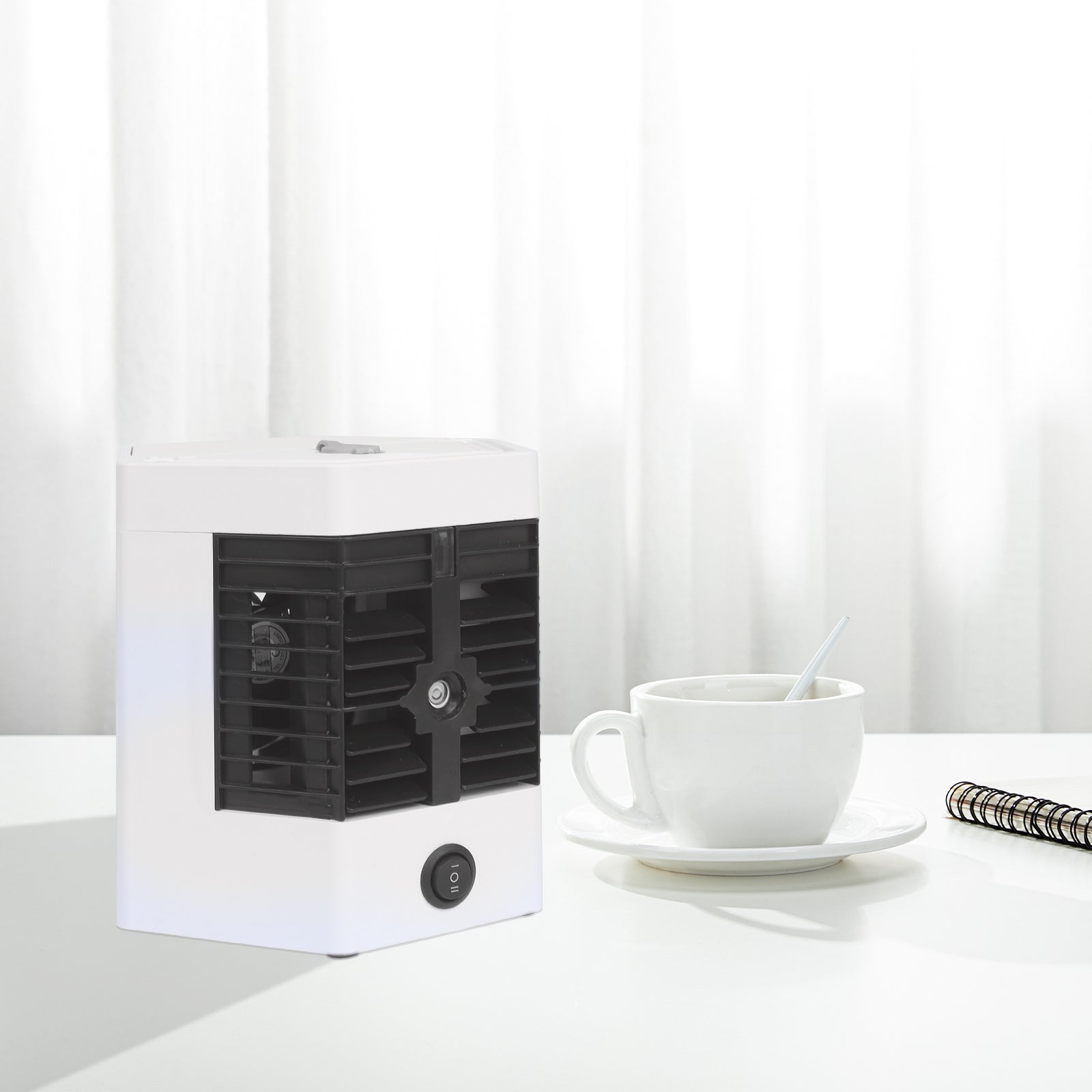 Portable Mini Air Conditioner Fan, Personal USB Evaporative Air Cooler with Ice Box and 2 Speeds for Office and Dorm,