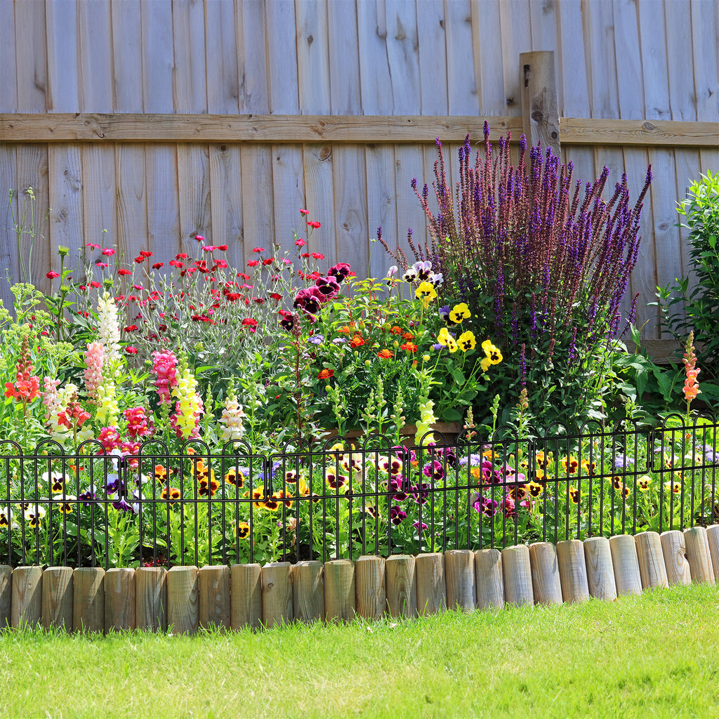 No-Dig Garden Fence Panels 10-Pack, Heavy Duty Metal Yard Fencing, Decorative Flower Bed Border and Dog Barrier for Outdoor Landscaping,