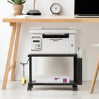 2-Tier Mobile Printer Stand with Storage - Under Desk Rolling Printer Cart with Wheels, Space-Saving Office Organizer for Scanners & Supplies