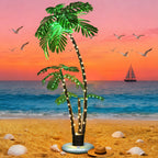 6FT Lighted Palm Tree - LED Artificial Faux Tree Lights for Outdoor Patio & Bar Decor w/ 8 Modes