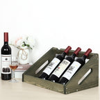 Olive Green Handcrafted Wood Wine Display - 4-Bottle Tabletop Storage Rack for Home Bars and Pantries