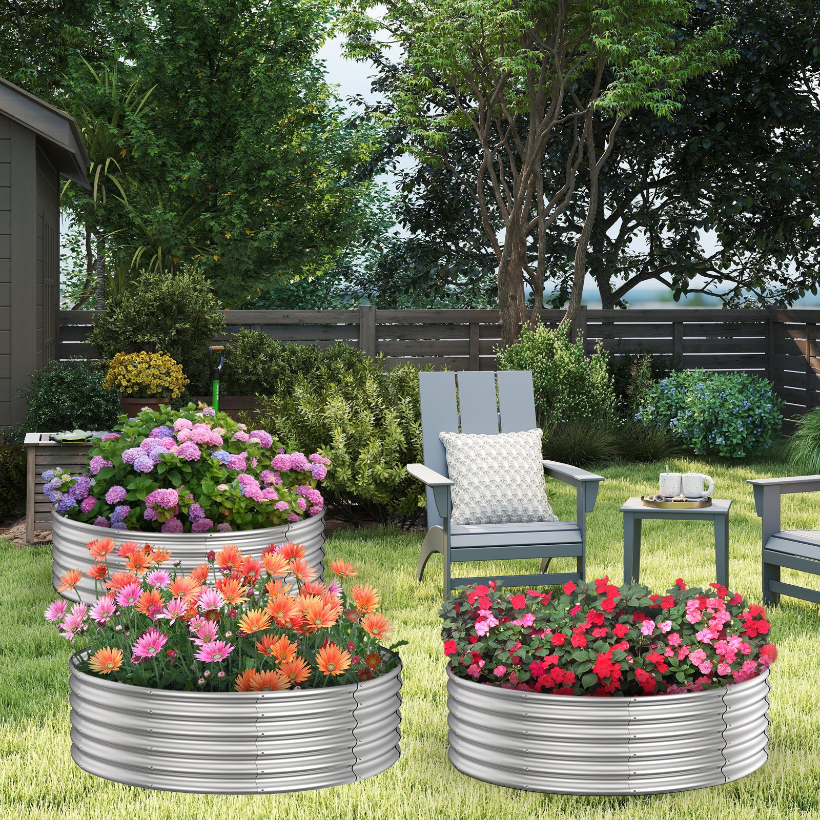 Round Galvanized Raised Garden Bed Kit (2x2x1ft)