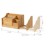 Expandable Bamboo Desk Organizer Tissue Box Pen Book Storage
