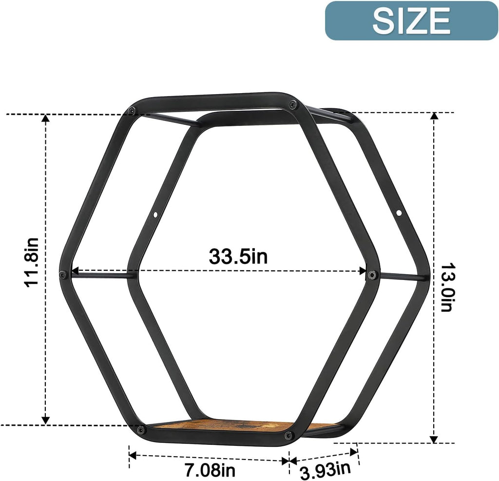 10-Piece Hexagon Floating Shelves | Modern Matte Black Honeycomb Wall Gallery Set