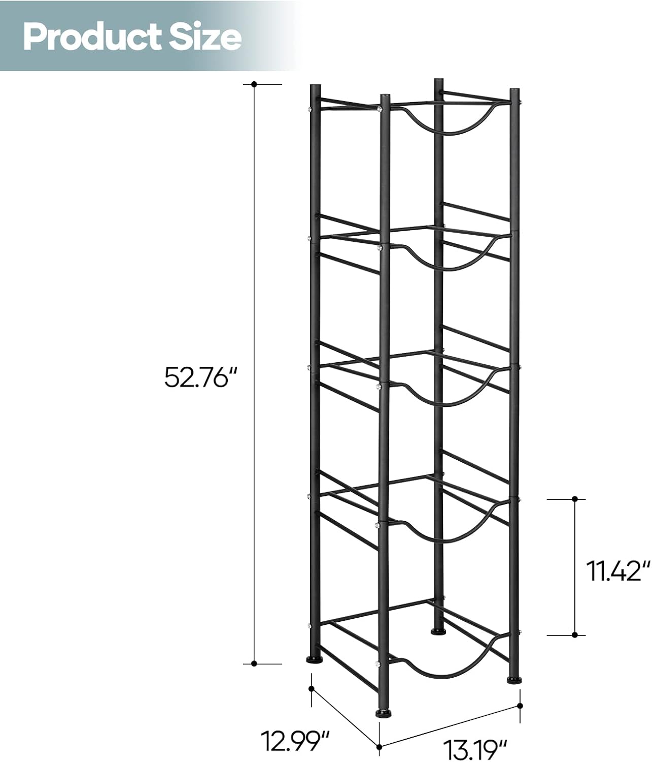 5-Tier Vertical Water Organizer | Heavy-Duty Detachable 5-Gallon Jug Storage Rack