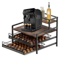 Drawer Stand Capsule Organizer, 2-layer Coffee Bag Holder with Sliding Basket, Suitable for 72 Capacity K-cups, Home Kitchen Counter Organizer, Rustic Brown, Suitable for Home Office Coffee Counter