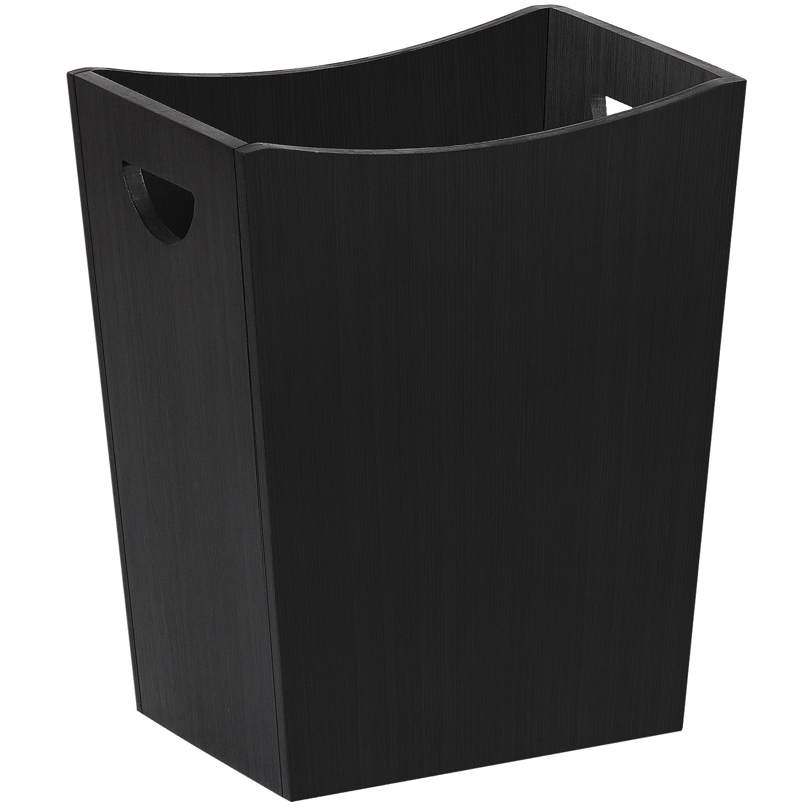 Minimalist Farmhouse Waste Basket, 2 Gallon Rectangle Wooden Trash Container, Decorative Open-Top Garbage Can with Side Cutout Handles for Bathroom Vanity, Bedroom Nightstand, Kitchen Countertop