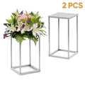 2 Pcs Metal Flower Vases with Mesh Plates, 23.6in Wedding Centerpieces, Plant Stand, Column Geometric Pedestal Stand, for Centerpieces, Party, Weddings, Festival, Tables, Home Decor