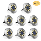 8 Pack 8 LED Solar In-Ground Lights, Mini Solar Ground Lights, 8 LED Solar In-Ground Lights, Pathway Lights Solar Powered, Outdoor Landscape Lights For Driveway, Walkway, Backyard, Patio