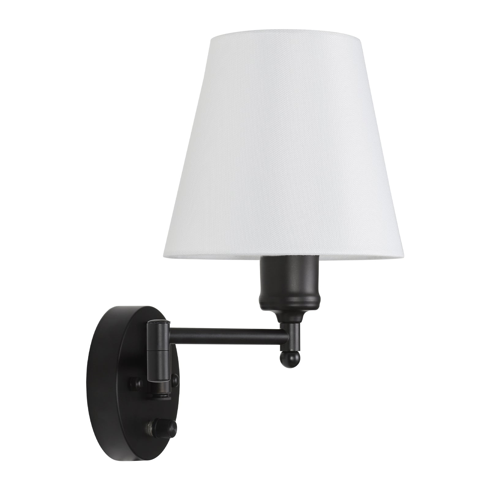 Modern Swing-Arm Wall Sconce Set | Plug-In Reading Lights with Premium Linen Shades (Set of 2)