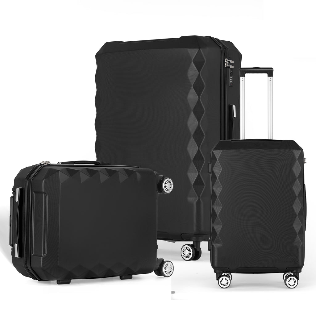 3 Piece Set (20in/24in/28in) Travel Suitcase Hardside Luggage with Spinner Wheel