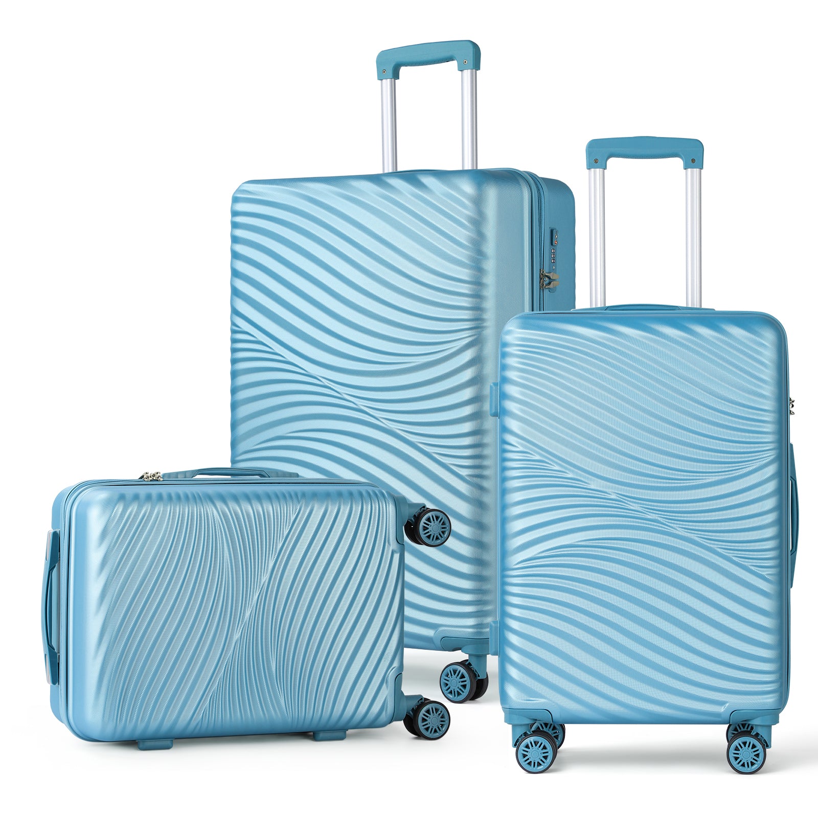 3Pcs Travel Luggage Set Trolley Spinner 20 /24/28 inch Suitcase Hard Shell Gold
