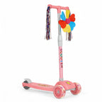 3 Wheels Kids Scooter, Adjustable Height Lean-to-Steer Kick Scooter with LED Light-Up Wheels, Windmill & Streamers, Gifts for Toddlers Boys Girls 3-5 Years Old, Pink