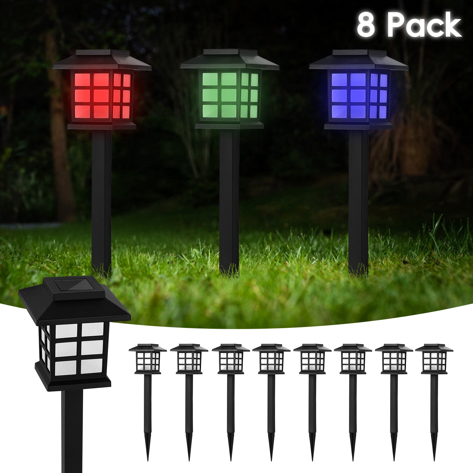 8 PCS Solar outdoor lamp, Halloween decoration lamp, LED landscape lighting outdoor solar path lamp, solar garden lamp, outdoor waterproof solar path lamp, suitable for gardens, patios and driveways