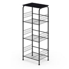 4-Tier Rolling Kitchen Cart, Black Metal Utility Storage Cart with Wheels for Kitchen, Pantry, Bathroom