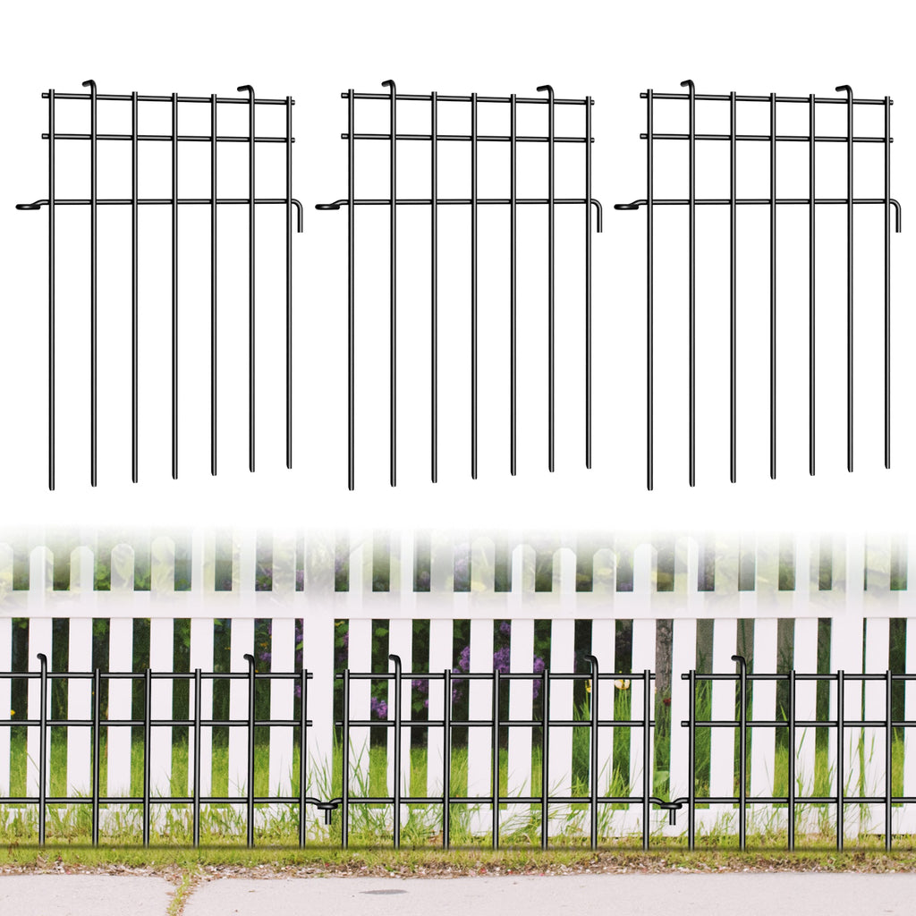 25 Panels Animal Barrier Fence for Dogs, Rustproof Metal Anti Doggie Digging Panels Garden Border, Under Ground Fencing Bottom Puppy Blockers Stakes for the Yard, 17in (H) X 25ft (L)