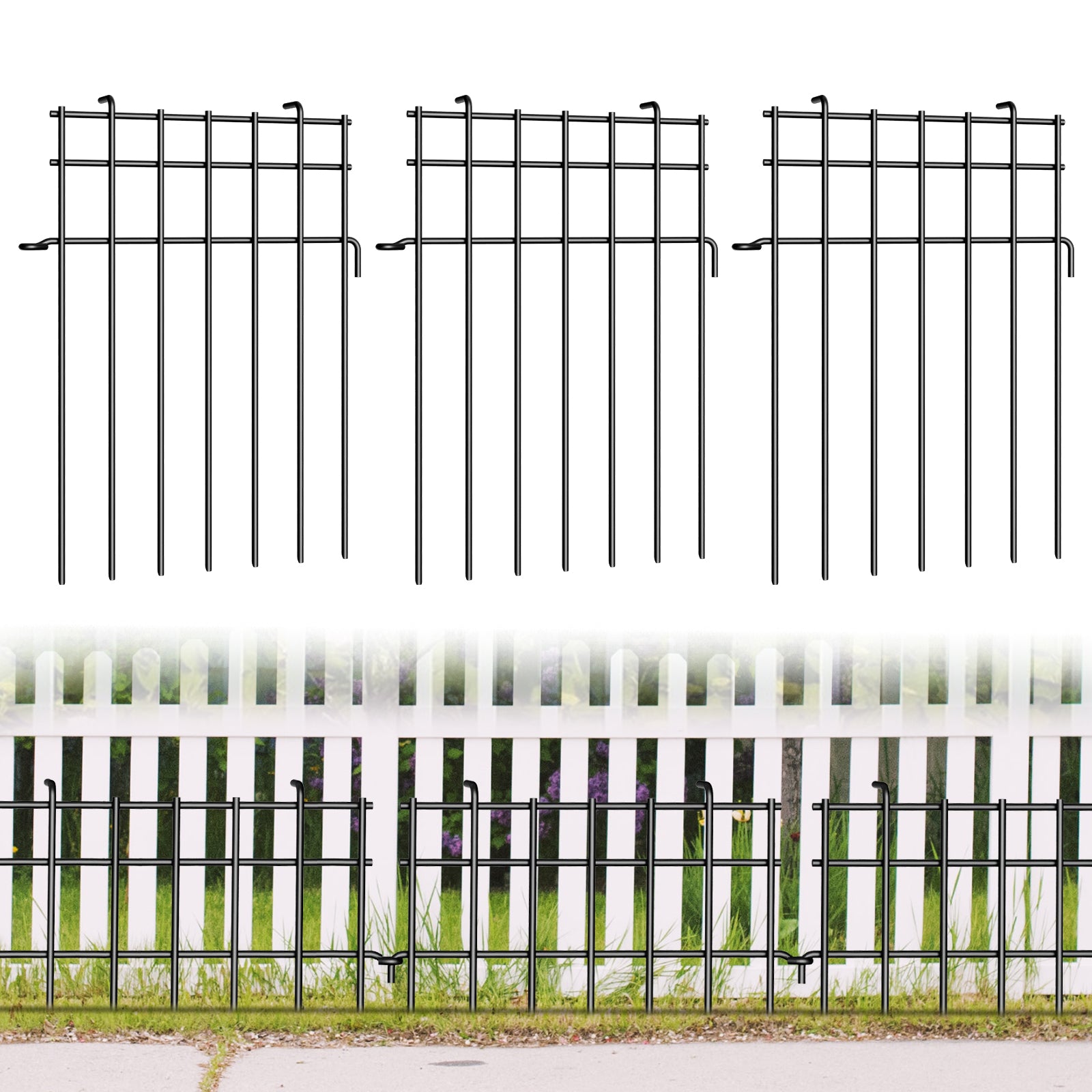 25 Panels Animal Barrier Fence for Dogs, Rustproof Metal Anti Doggie Digging Panels Garden Border, Under Ground Fencing Bottom Puppy Blockers Stakes for the Yard, 17in (H) X 25ft (L)