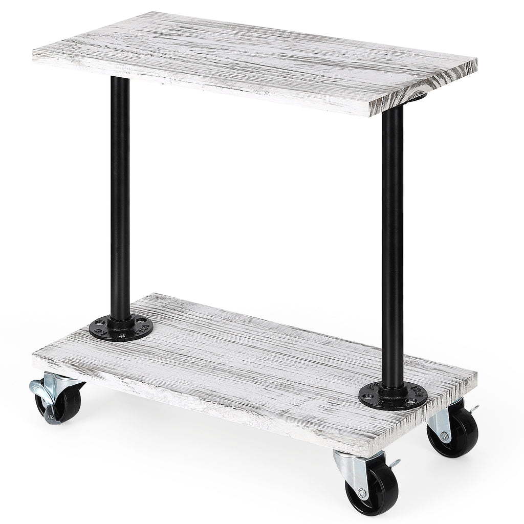 Rolling Narrow End Table for Livingroom Sofa Side Table with Wheel Wood Small Nightstand Table for Bedroom Living Room Sofa Office