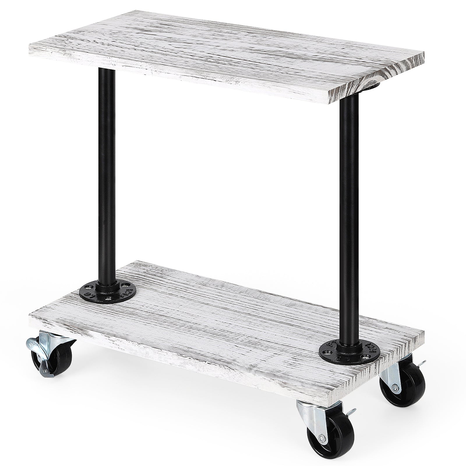 Rolling Narrow End Table for Livingroom Sofa Side Table with Wheel Wood Small Nightstand Table for Bedroom Living Room Sofa Office
