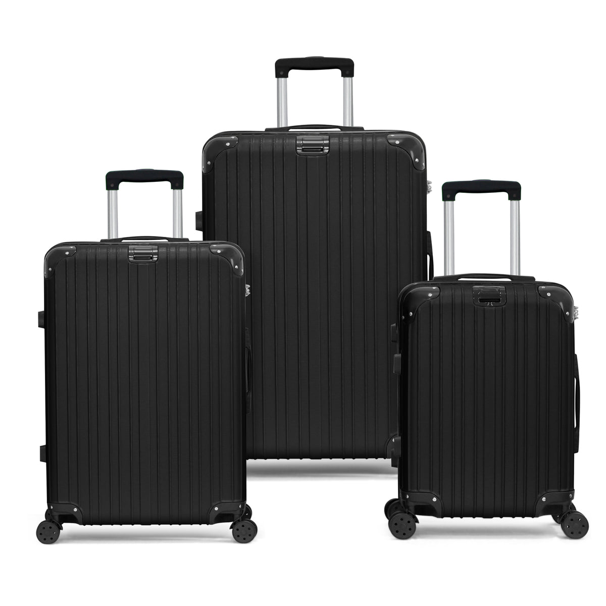 Three-Piece ABS Hard Shell Luggage Set - 20Inch, 24Inch, 28Inch Durable Spinner Suitcases with Combination Locks, Lightweight Travel Luggage for Business & Family Trips, Multiple Colors Available (Purple)
