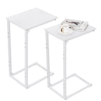 C-Shaped Nesting Side Tables, Set of 2 Slim Under-Sofa End Tables with Metal Frame for Compact Spaces, Portable Snack and Coffee Trays for Living Room
