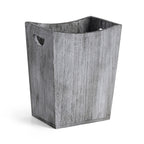 Small Grey Distressed Wood Bin with Dual Handles for Trash Disposal in Bedrooms and Bathrooms