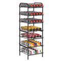 7-Tier Freestanding Water Bottle Organizer, Metal Beverage & Food Storage Rack for Kitchen Pantry,Black/Rustic Brown/White
