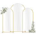 Set of 3 Gold Metal Arch Backdrop Stand, 7.3FT Large Central Arch & 2PCS 6FT Side Arched Frame, Heavy Duty Round Pipe Wedding Balloon Flower Arch Stand for Wedding Baby Shower Gender Reveal Birthday Party Ceremony Decor