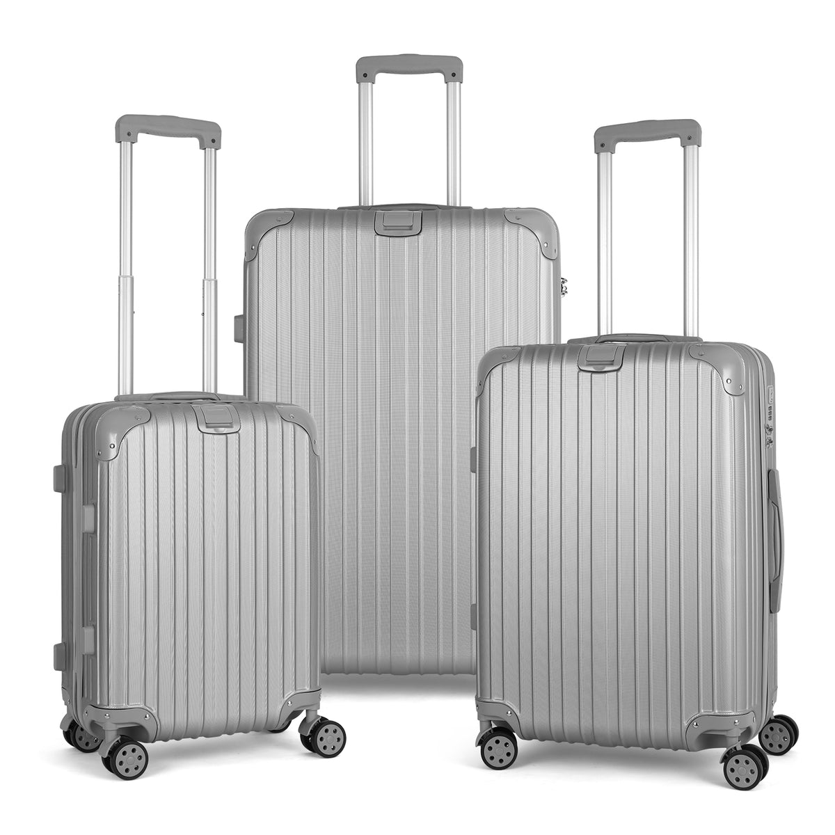 Three-Piece ABS Hard Shell Luggage Set - 20Inch, 24Inch, 28Inch Durable Spinner Suitcases with Combination Locks, Lightweight Travel Luggage for Business & Family Trips, Multiple Colors Available (Purple)