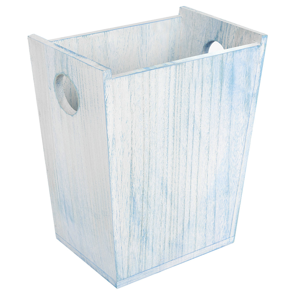 Farmhouse Garbage Can Bathroom Trash Can Wood Waste Bin with Handles Waste Basket for Office Decorative Rectangular Trash Containers Wastebaskets Storage for Living Room Kitchen