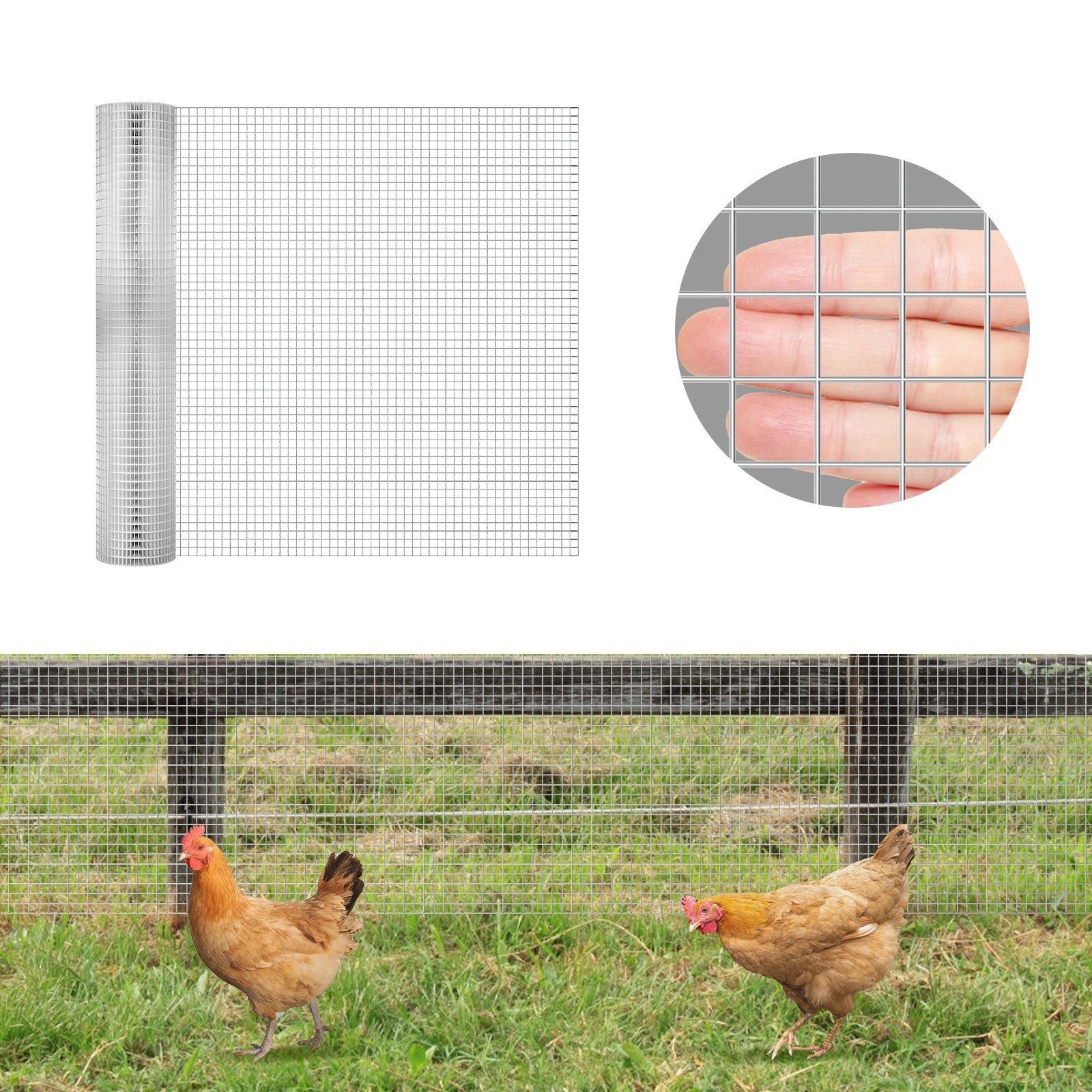 Hardware Cloth 1/4 inch (23 GA) 16in x 66ft/20ft Chicken Wire Fencing, Hot Dipped Galvanized Metal Wire Mesh Roll for Chicken Coop Rabbit Cages Snake Fence